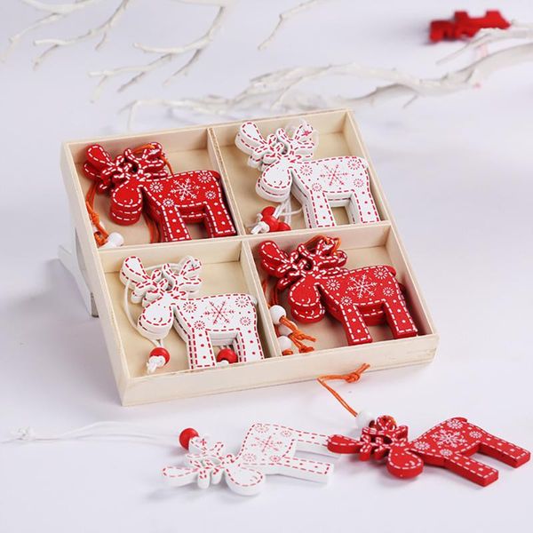 

christmas decorations 12pcs decoration pendant wooden tree ornaments home party hanging