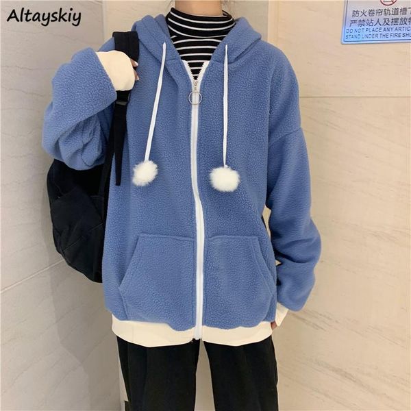 

women's hoodies & sweatshirts womens winter autumn patchwork zip-up casual khaki blue pockets zipper long sleeve loose plus velvet, Black