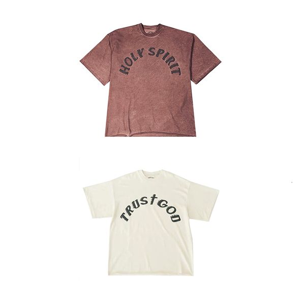 

2021 new 3d west sunday service t shirt men women summer washed do old red wine kanye holy spirit t-shirt tees xxh8, White;black