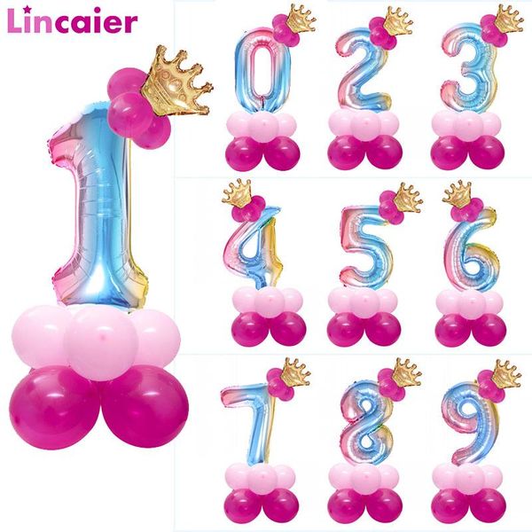 

13pcs number balloons birthday 1 2 3 4 5 6 7 8 9 years old 1st 2nd 3rd 4th 5th 6th 7th baby girl princess kids party decorations