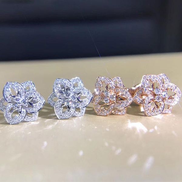 

stud flower design earrings for women trendy bridal wedding ear jewelry aesthetic engagement accessories, Golden;silver