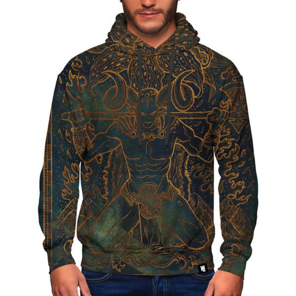 

taurus design pattern men s 3d printing hoodie visual impact party punk gothic round neck american sweatshirt hoodie, Black