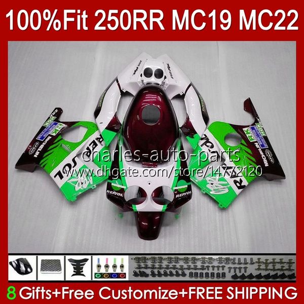 Repsol Green Iniection Stampo per Honda CBR 250RR 250 RR CC 1988 1989 250R CBR 250cc 88 89 Bodywork 112HC.172 MC19 88-89 CBR250RR CBR250 RR CC 1988-1989 Kit a pezzi OEM OEM Kit.