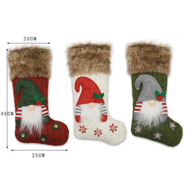 

christmas decorations gift stocking for kids artificial wool bag festival santa man