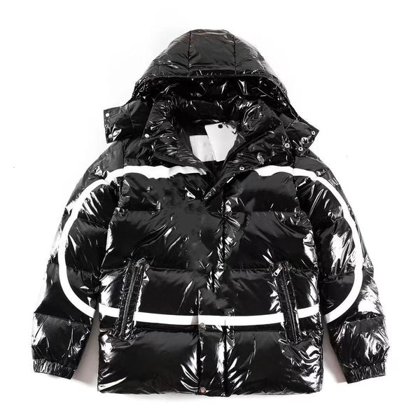 

french designer paint graffiti vlte circle belt hooded down jacket men round neck warm monler parka women 95% duck loose three colors, Black