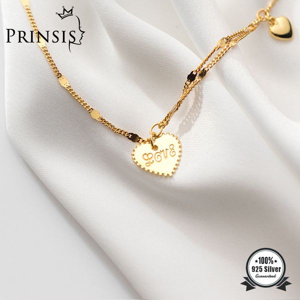 

prinsis real 925 sterling silver fashion 2021 love heart pendant choker necklace for women wedding valentine's day jewelry dp036 q0531