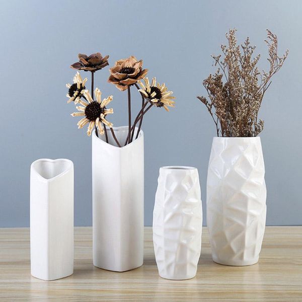 

vases modern living room bedroom decorations white ceramic home tablesimulation flower fashion wedding decor gifts