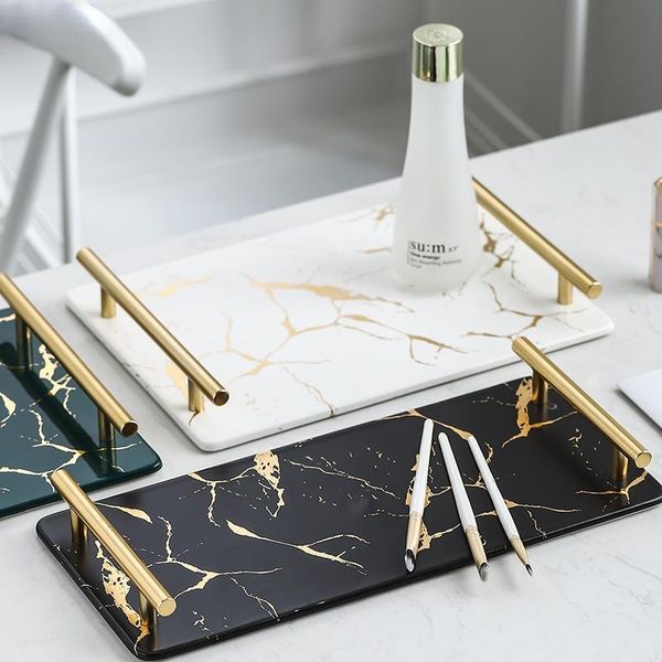 

kitchen storage & organization imitate marble trays decorative serving tray dessert dish dinner plate dressing table skincare product displa