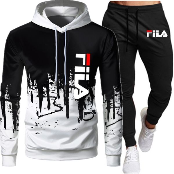 

men's sportswear 2021 new fashion hoodie men's and trousers two piece leisure jogging clothing, Gray