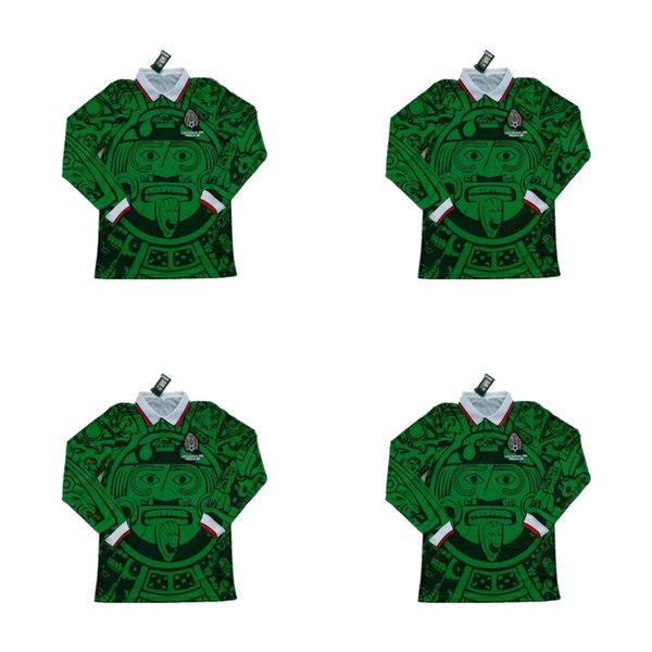 

1998 retro edition mexico soccer jersey long sleeve short world cup shirt blanco hernandez football uniforms 98, Black;yellow