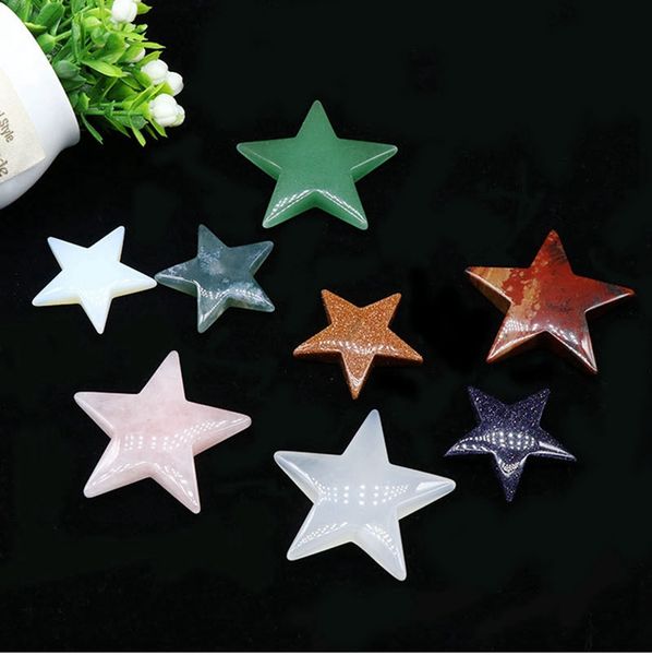 

loose gemstones 45 / 32mm natural crystal carving star quartz chakra gem aura healing yoga balance meditation crafts, Black
