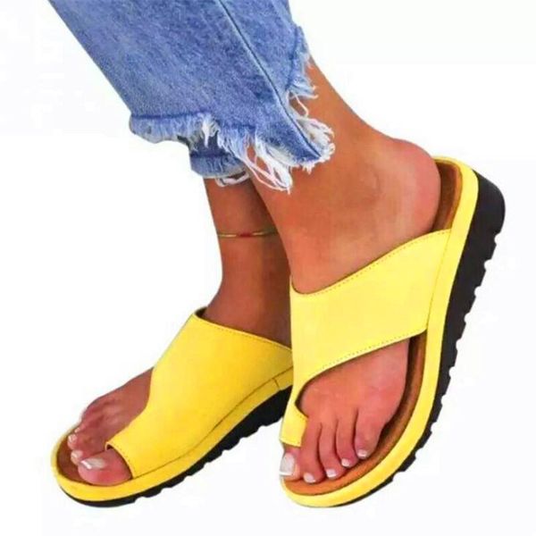 

sandals women pu leather shoes comfy platform flat sole ladies casual soft big toe foot correction sandal orthopedic bunion corrector, Black