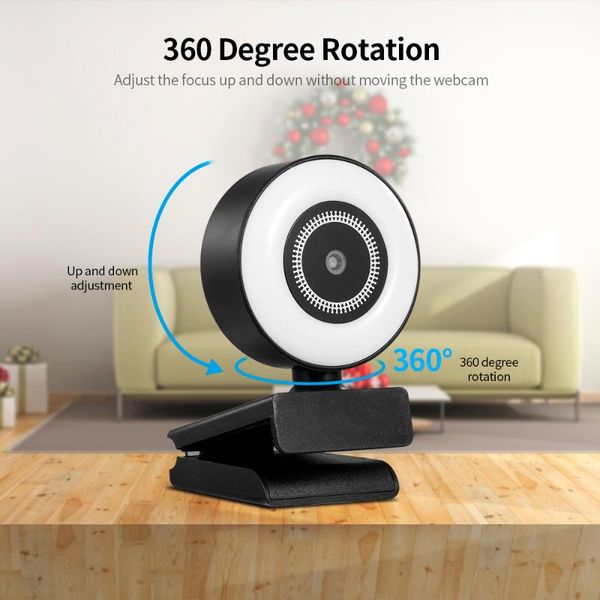 

mini autofocus webcam 1080p hd webcam with ring light built in microphone for video/live streaming/videoconferencing 2pc