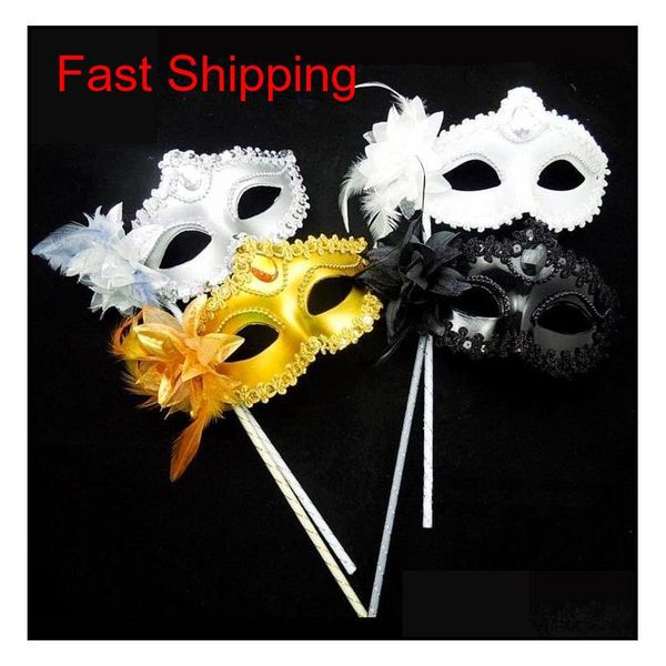 

venetian masquerade dance ball mask wedding party fancy dress eyemask on stick masks lily flower lace feather held stick mask j64tm yaxjf