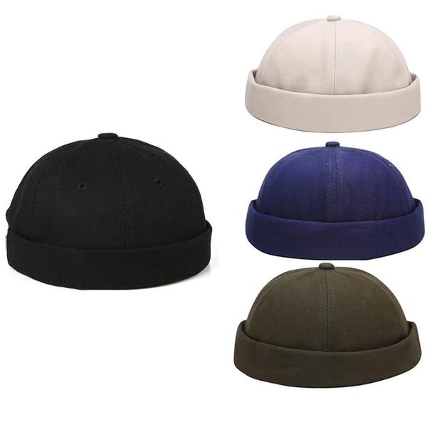 

beanies kf-men brimless cotton hat beanie skullcap sailor cap cuff retro navy style