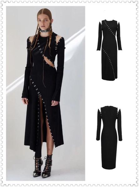 

black long open rayon bandage forks cocktail dressed as party dress gnfy, White