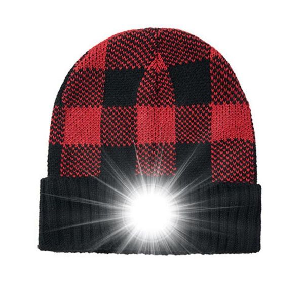 

cycling caps & masks beanie hat with light knitted led headlamp cap usb rechargeable headlight winter warm gifts for men dad him wome, Black