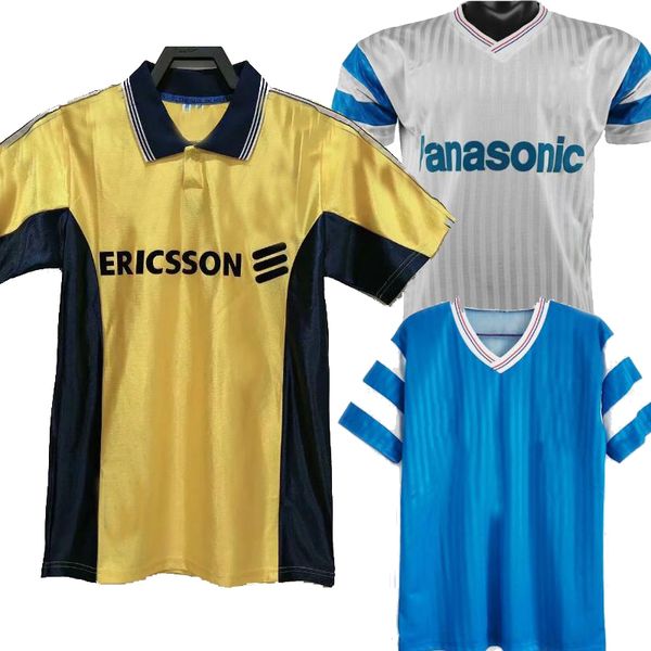 

size s-2xl 1998 99 90 91 olympique de marseille ravanelli maurice retro classic gold soccer jersey pires blanc gallas vintage football shirt, Black;yellow
