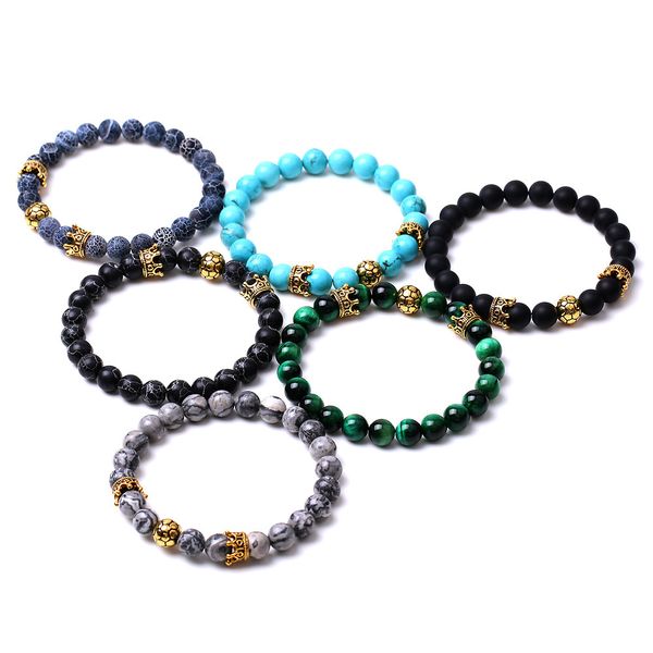 

bijoux de mode coupe du monde couronne bracelet de football vert tigre oeil agatebracelets et bracelets, Black