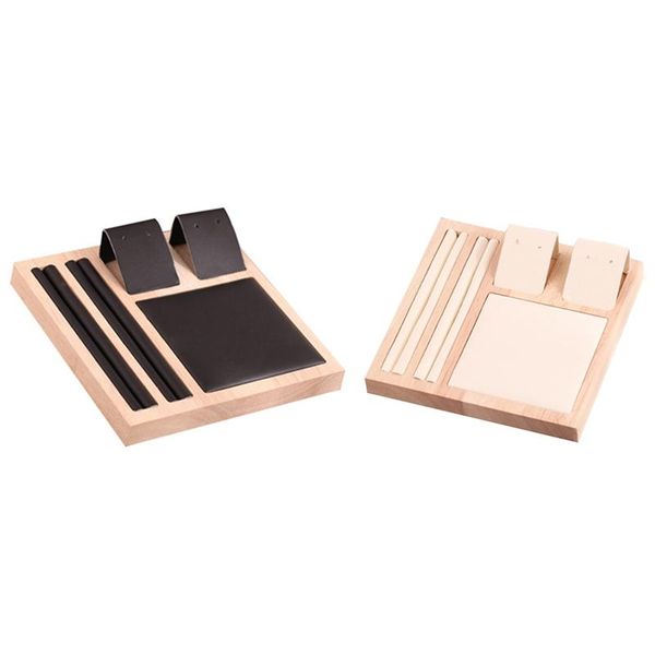 

jewelry pouches, bags solid wood natural square earrings display tray, ring storage stand, Pink;blue