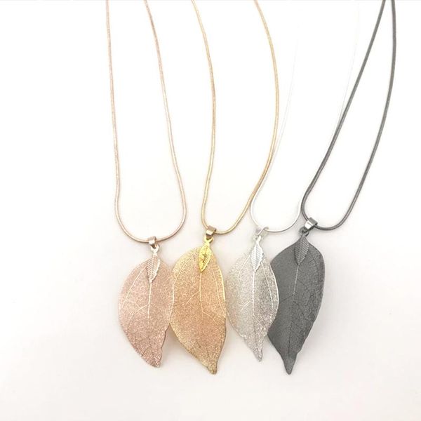 

pendants 2021 sweater coat necklaces ladies girls special leaves leaf pendant necklace long chain jewelry for women vp564, Black