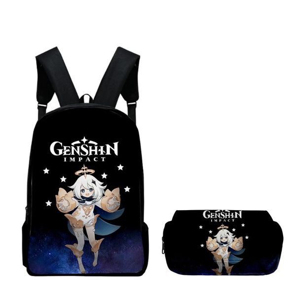 

backpack genshin impact paimon 3d print school set 2 pieces boys girls backpacks travel pencil case children kids