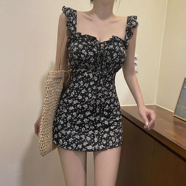 

women's korean one-piece slim size chest gathered spring swimsuit, White;black