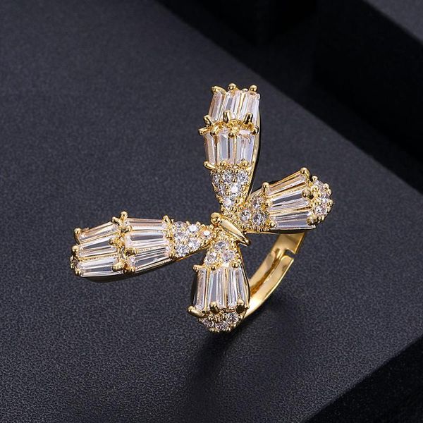 

wedding rings jankelly2021 trendy butterfly big bold statement ring for women cubic zircon finger beads charm bohemian beach jewel, Slivery;golden