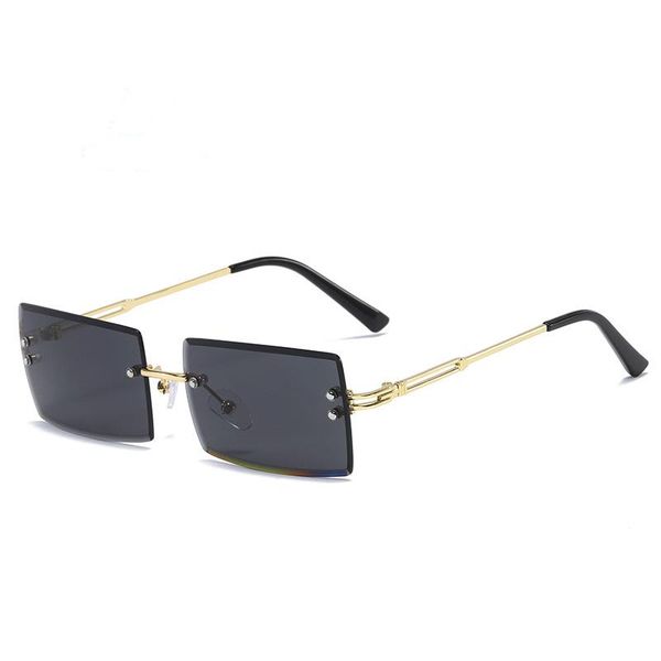

fashion sunglasses frames rimless cut edge 202104, Black