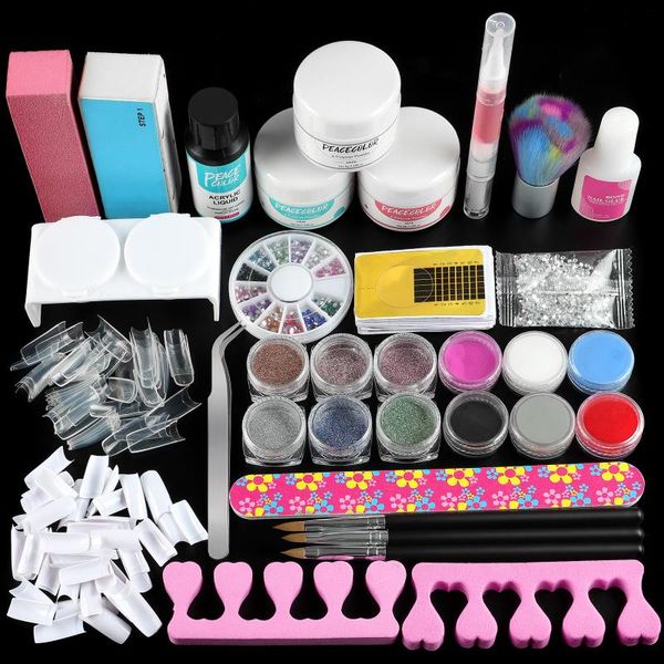 

nail art kits pro acrylic kit tips all for manicure tools brush nails extension carving crystal powder set