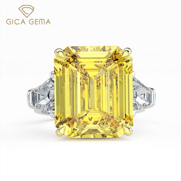 

cluster rings gica gema real 925 sterling silver ring with citrine sapphire gemstone wedding engagement fine jewelry wholesale, Golden;silver