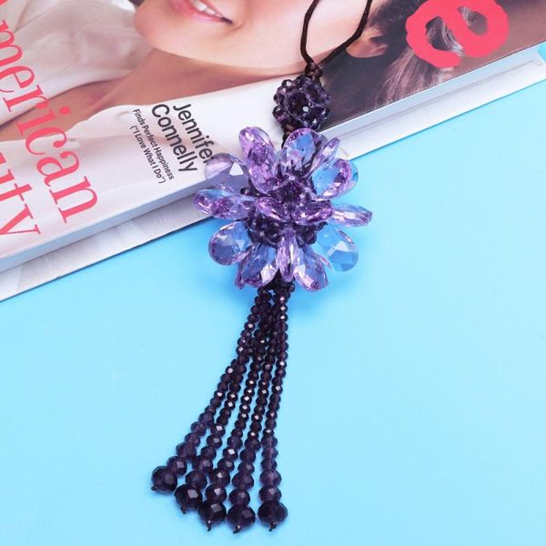 

interior decorations crystal flower car hanging ornament pendant charm accessories decoration (purple)