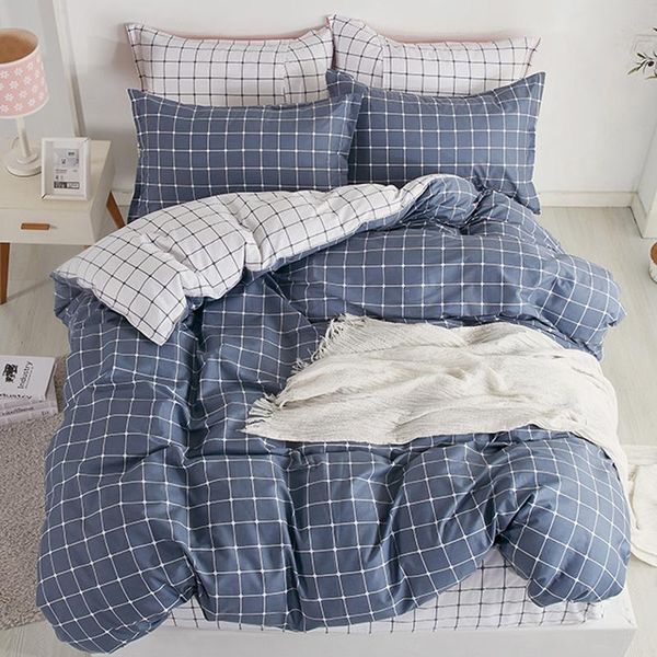 

bedding sets pure cotton  size set white color black plaid microfiber reactive printed king bed linen for bedroom kit