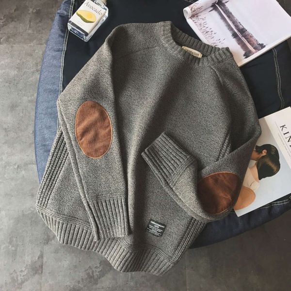 

thickened men's loose round neck pullover sweater youth autumn winter student t-shirt, White;black