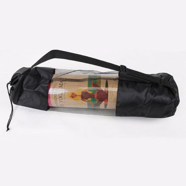 

storage bags 1pc portable yoga net bag pilates mat nylon carrier mesh center adjustable belt durable washable gym mats
