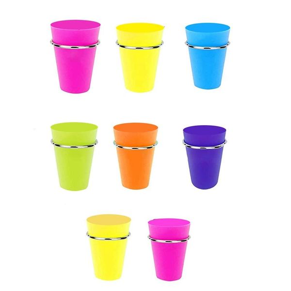 

hooks & rails 8 sets pegboard bins with rings ring style cups cup holder accessories (6 colors)