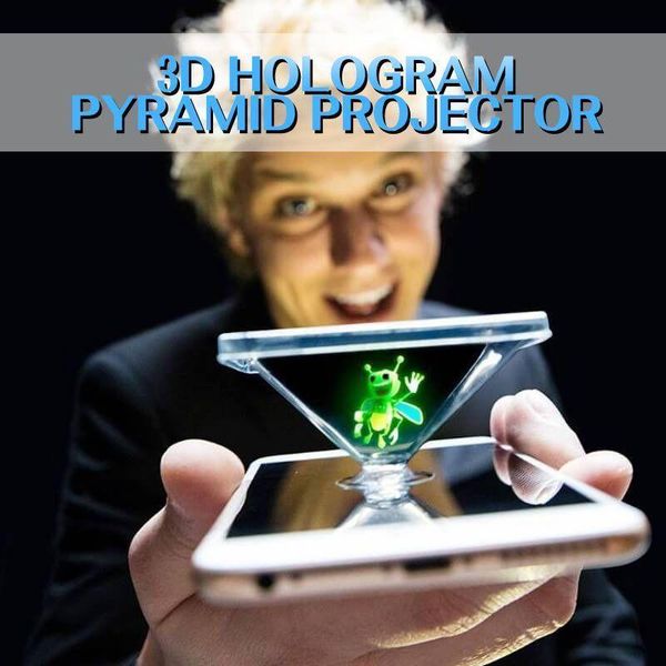 Schreibtisch Tischuhren 3D Hologramm Pyramide Display Projektor Video Ständer Universal Mini Langlebige Tragbare Projektoren Für Smart Handy