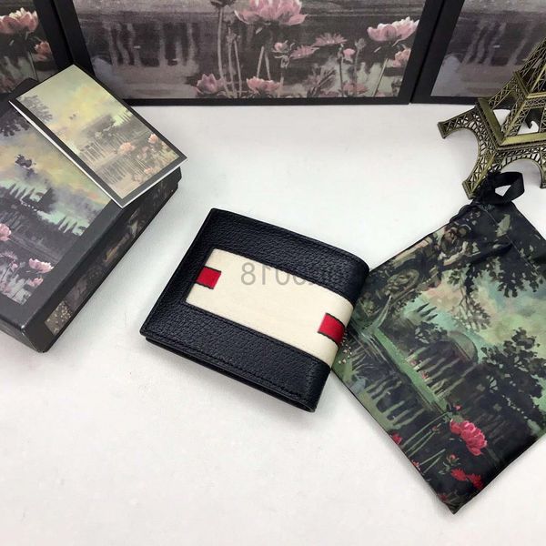 

black genuinel leather short mens wallet with box s s wallet womens wallet purse credit card holder 057, Red;black