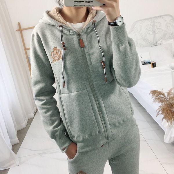 

women's jackets casual plus size sweatshirt women autumn winter warm padded hooded jacket female lamb wool embroidery woman gh3y, Black;brown