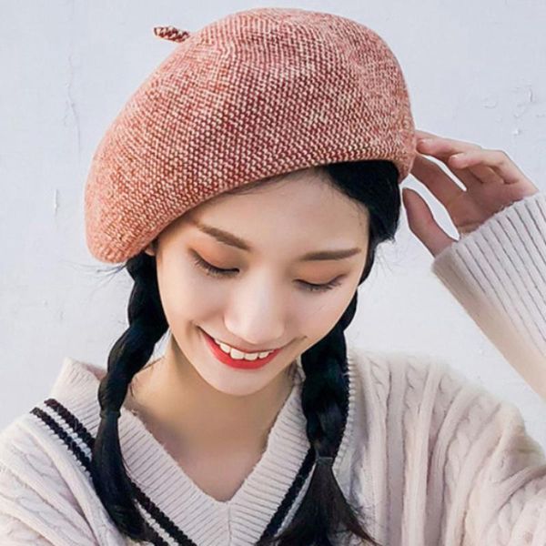 

beanies ht3832 autumn winter hats women 2021 knitted beanie vintage artist painter octagonal cap ladies french wool beret