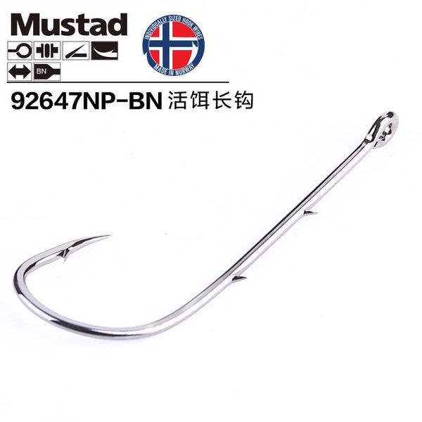 

5 pack/lot mustad hooks for live bait casting fishing 92647np-bn# double backstab hooks worm barbed pesca fish accessories