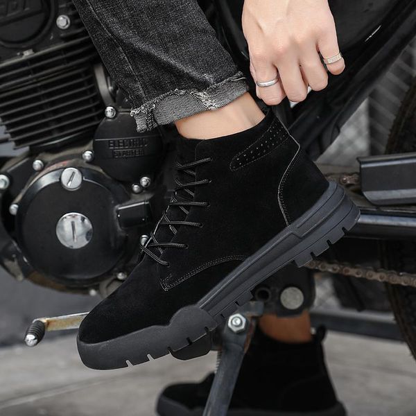 

boots man casuales mens causal zapatos sapatos leather leisure hombre boty dress sneakers canvas shoe home for fashion work sneaker, Black