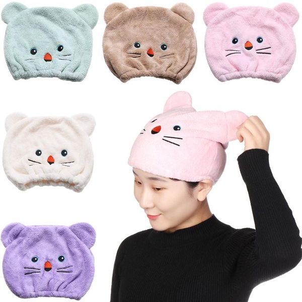 

shower caps cute hair drying cap towel cartoon cat dry hat bath hats wrapped towels