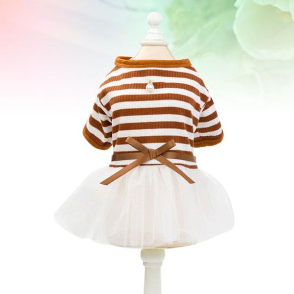 

dog apparel fashion stripe gauzy skirt cotton pet clothes dress supplies coffee size xs