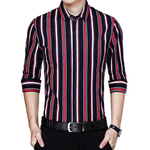 

men's casual shirts brand shirt business stripes 100% cotton long sleeve mens summer spring clothing turn down collar fashion a06250923, White;black