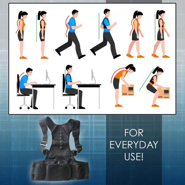

women's shapers posture corrector support magnetic back shoulder brace belt for adults students ac889, Black;white