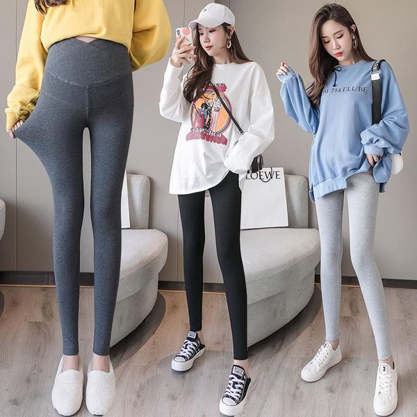 

maternity bottoms maternit pants 2021 spring pure cotton leggings for pregnant women, White