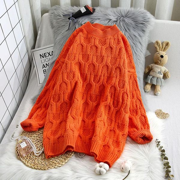 

women's sweaters orange vintage solid women sweater and pullovers o-neck long sleeved casual all match female pulls outwear, White;black
