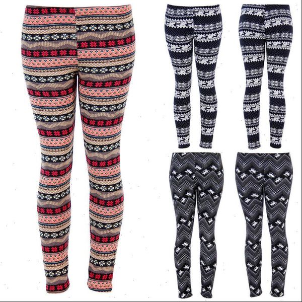 

new 2021 womens christmas deer print leggings ladies casual long pants xmas elastic waist slim leggings winter warm clothes, Black