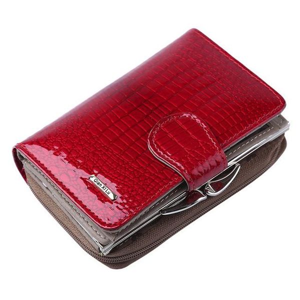 

wallets genuine leather women mini wallet short clutch luxury female purse coin purses card holder lady's bag a16, Red;black